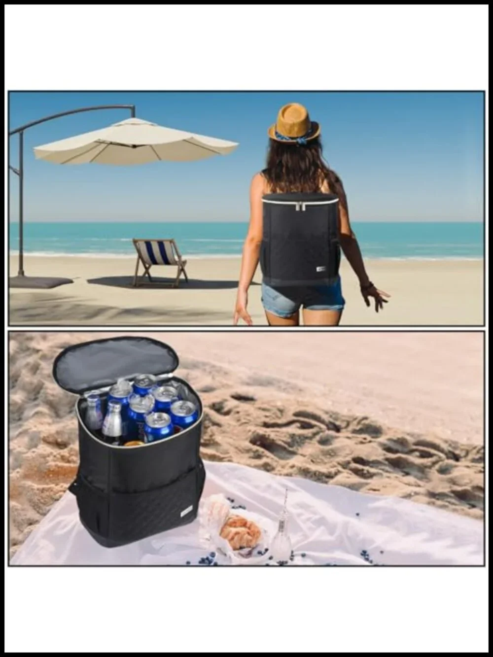 Insulated Leak Proof Cooler Backpack 30 Cans Waterproof Soft Sided Lunch Bag